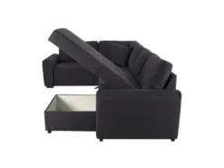 Canapé D'angle Panoramique Convertible Réversible - Tissu Gris - L 313 X P 213 X H 90 Cm - HAMILTON - Fabriqué En Ukraine -Canapé Soldes Boutique canape 20001859