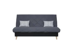 Banquette Clic Clac 3 Places DAKOTA - Tissu Gris - L 189 X P 94 X H 100 Cm - Couchage 120x190 Cm - Fabriqué En France - DUNLOPI