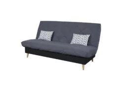 Banquette Clic Clac 3 Places DAKOTA - Tissu Gris - L 189 X P 94 X H 100 Cm - Couchage 120x190 Cm - Fabriqué En France - DUNLOPI -Canapé Soldes Boutique canape 20001865