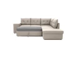 Canapé D'angle Convertible Réversible 4-5 Places MITCHELL - Tissu Beige - Coffre De Rangement - L 247 X P 205 X H 71/93 Cm -Canapé Soldes Boutique canape 20001875