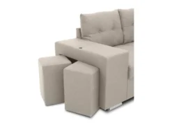 Canapé D'angle Convertible Réversible 4-5 Places MITCHELL - Tissu Beige - Coffre De Rangement - L 247 X P 205 X H 71/93 Cm -Canapé Soldes Boutique canape 20001877