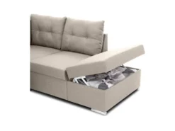 Canapé D'angle Convertible Réversible 4-5 Places MITCHELL - Tissu Beige - Coffre De Rangement - L 247 X P 205 X H 71/93 Cm -Canapé Soldes Boutique canape 20001879