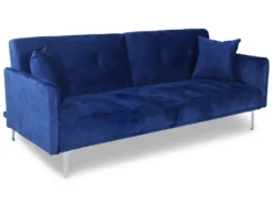 Canapé Convertible Clic-clac 3 Places Carla Velours Bleu