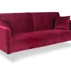 Canapé Convertible Clic-clac 3 Places Carla Velours Rouge