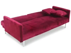 Canapé Convertible Clic-clac 3 Places Carla Velours Rouge -Canapé Soldes Boutique canape 20006337