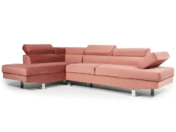 Canapé D'angle Avec Têtières Relevables Alfa Velours Rose