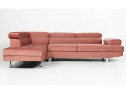 Canapé D'angle Avec Têtières Relevables Alfa Velours Rose -Canapé Soldes Boutique canape 20006469