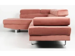 Canapé D'angle Avec Têtières Relevables Alfa Velours Rose -Canapé Soldes Boutique canape 20006473