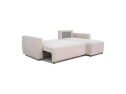 Canapé D'angle Convertible Réversible 3-4 Places PHARELL - Velours Côtelé Beige - Coffre De Rangement - L 244 X P 155 X H 71 -Canapé Soldes Boutique canape 20018495
