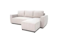 Canapé D'angle Convertible Réversible 3-4 Places PHARELL - Velours Côtelé Beige - Coffre De Rangement - L 244 X P 155 X H 71 -Canapé Soldes Boutique canape 20018497