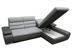 Canapé D'angle Convertible En Tissu Et Simili MIRABEAU - Bicolore Gris/anthracite - Angle Droit -Canapé Soldes Boutique canape 200361