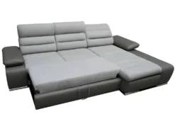 Canapé D'angle Convertible En Tissu Et Simili MIRABEAU - Bicolore Gris/anthracite - Angle Droit -Canapé Soldes Boutique canape 200363