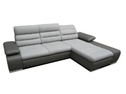 Canapé D'angle Convertible En Tissu Et Simili MIRABEAU - Bicolore Gris/anthracite - Angle Droit -Canapé Soldes Boutique canape 200365