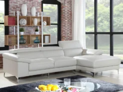 Canapé D'angle En Cuir SOLANGE - Noir - Angle Gauche -Canapé Soldes Boutique canape 200549