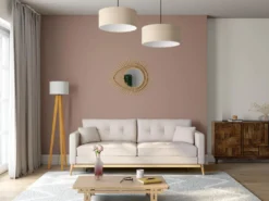 Canapé 3 Places Convertible En Tissu Crème KENZA