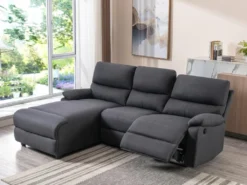 Canapé D'angle Relax En Tissu électrique LUNANO - Anthracite - Angle Gauche