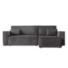 CLARISSE - Canapé D'angle Convertible Réversible Avec Coffre En Velours Côtelé - Gris Anthracite