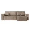 CLARISSE - Canapé D'angle Convertible Réversible Avec Coffre En Velours Côtelé - Taupe