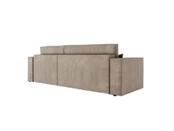 CLARISSE - Canapé D'angle Convertible Réversible Avec Coffre En Velours Côtelé - Taupe -Canapé Soldes Boutique canape 20127825