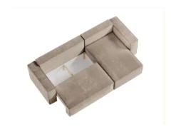 CLARISSE - Canapé D'angle Convertible Réversible Avec Coffre En Velours Côtelé - Taupe -Canapé Soldes Boutique canape 20127827