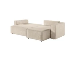 CLARISSE - Canapé D'angle Convertible Réversible Avec Coffre En Velours Côtelé - Beige -Canapé Soldes Boutique canape 20127849