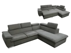 Canapé D'angle Convertible En Tissu Avec Coffre De Rangement FABIEN - Taupe - Angle Droit -Canapé Soldes Boutique canape 201905