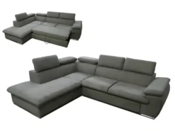 Canapé D'angle Convertible En Tissu Avec Coffre De Rangement FABIEN - Taupe - Angle Gauche -Canapé Soldes Boutique canape 201907