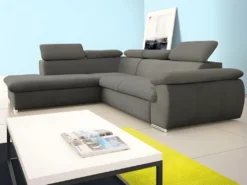 Canapé D'angle Convertible En Tissu Avec Coffre De Rangement FABIEN - Taupe - Angle Gauche -Canapé Soldes Boutique canape 202829