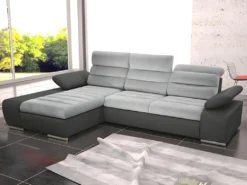 Canapé D'angle Convertible En Tissu Et Simili MIRABEAU - Bicolore Noir/blanc - Angle Droit -Canapé Soldes Boutique canape 203087 4