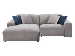 Canapé D'angle Gauche En Velours Côtelé Gris TIRONO 9 Canapé D'angle Gauche En Velours Côtelé Gris TIRONO -Canapé Soldes Boutique canape 20478197