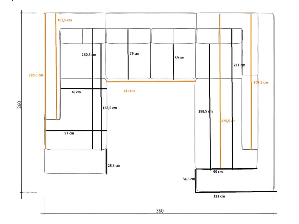 Canapé Panoramique 7 Places En Simili SCOSY - Bicolore Noir Et Blanc 2 Canapé Panoramique 7 Places En Simili SCOSY - Bicolore Noir Et Blanc – Image 2