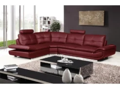 Canapé D'angle En Cuir Buffle De Luxe 6/7 Places BELLALIGNA, Couleur Bordeaux, Angle Gauche