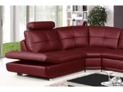 Canapé D'angle En Cuir Buffle De Luxe 6/7 Places BELLALIGNA, Couleur Bordeaux, Angle Gauche -Canapé Soldes Boutique canape 20888159