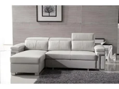 Canapé D'angle Convertible En Cuir Buffle Luxe 5 Places, ALLURE, Blanc, Angle Gauche 13 Canapé D'angle Convertible En Cuir Buffle Luxe 5 Places, ALLURE, Blanc, Angle Gauche -Canapé Soldes Boutique canape 20888255