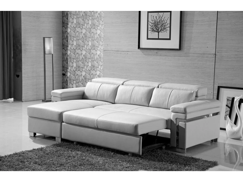 Canapé D'angle Convertible En Cuir Buffle Luxe 5 Places, ALLURE, Blanc, Angle Gauche 5 Canapé D'angle Convertible En Cuir Buffle Luxe 5 Places, ALLURE, Blanc, Angle Gauche – Image 5
