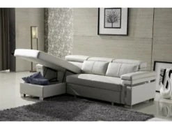 Canapé D'angle Convertible En Cuir Buffle Luxe 5 Places, ALLURE, Blanc, Angle Gauche 15 Canapé D'angle Convertible En Cuir Buffle Luxe 5 Places, ALLURE, Blanc, Angle Gauche -Canapé Soldes Boutique canape 20888259