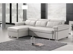 Canapé D'angle Convertible En Cuir Buffle Luxe 5 Places, ALLURE, Blanc, Angle Gauche 19 Canapé D'angle Convertible En Cuir Buffle Luxe 5 Places, ALLURE, Blanc, Angle Gauche -Canapé Soldes Boutique canape 20888267