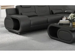 Canapé D'angle En Cuir Italien 7 Places LUXEMBOURG, Noir, Angle Gauche -Canapé Soldes Boutique canape 20888277