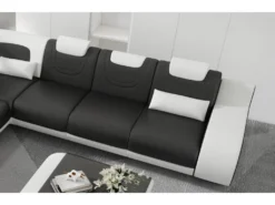 Canapé D'angle En Cuir Italien 7 Places LUXEMBOURG, Noir Et Blanc, Angle Gauche 9 Canapé D'angle En Cuir Italien 7 Places LUXEMBOURG, Noir Et Blanc, Angle Gauche -Canapé Soldes Boutique canape 20888285