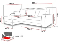 Canapé D'angle Convertible En Tissu "Kris" - 3 Places - Gris/Noir -Canapé Soldes Boutique canape 20940633