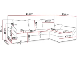 Canapé D'angle Convertible Avec Coffre "Vaugirard" En Velours Côtelé - 3 Places - Beige -Canapé Soldes Boutique canape 20940681