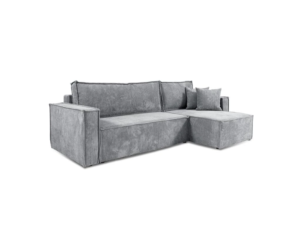 Canapé D'angle Réversible Convertible 3 Places Ezekiel Velours Côtelé Gris Clair 1 Canapé D'angle Réversible Convertible 3 Places Ezekiel Velours Côtelé Gris Clair