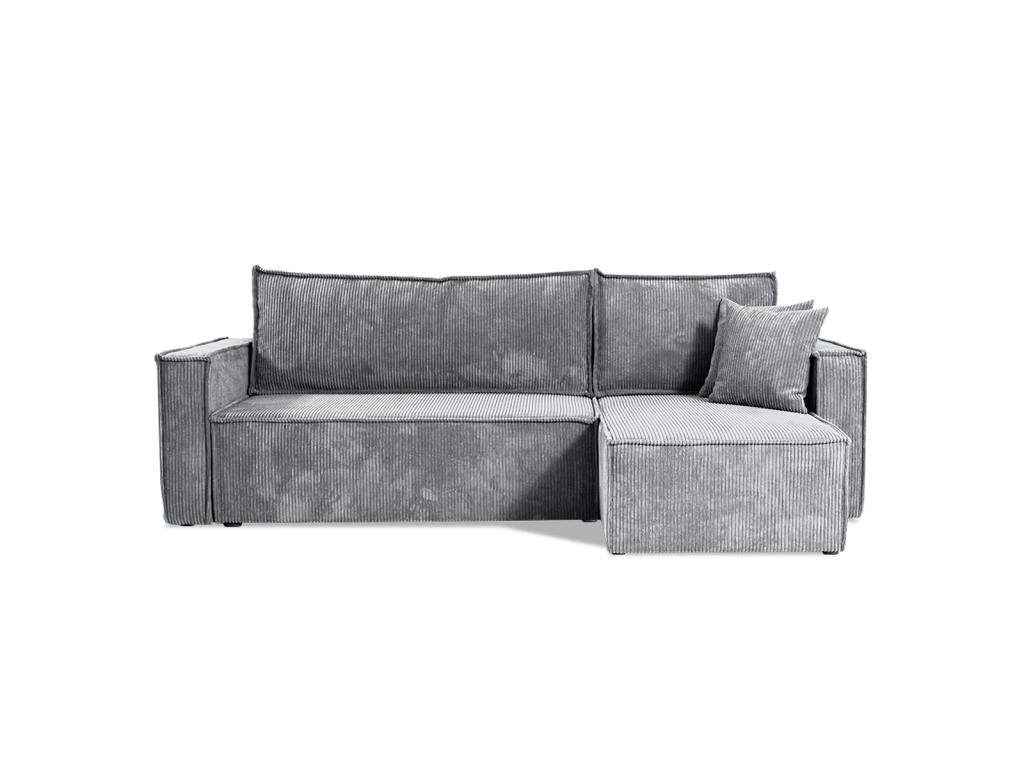 Canapé D'angle Réversible Convertible 3 Places Ezekiel Velours Côtelé Gris Clair 3 Canapé D'angle Réversible Convertible 3 Places Ezekiel Velours Côtelé Gris Clair – Image 3