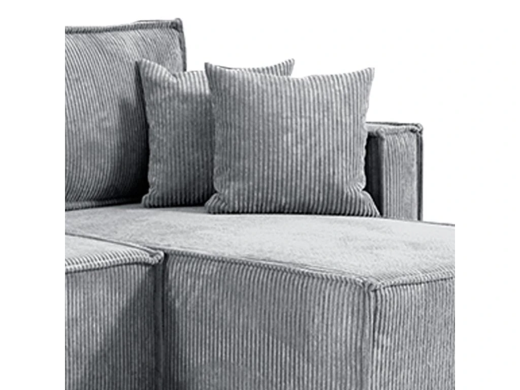 Canapé D'angle Réversible Convertible 3 Places Ezekiel Velours Côtelé Gris Clair 5 Canapé D'angle Réversible Convertible 3 Places Ezekiel Velours Côtelé Gris Clair – Image 5