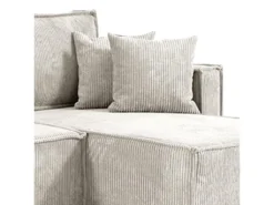 Canapé D'angle Réversible Convertible 3 Places Ezekiel Velours Côtelé Blanc Cassé -Canapé Soldes Boutique canape 20941685