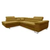 Canapé D'angle Convertible Gauche 4 Places Coffre Martin Velours Côtelé Jaune