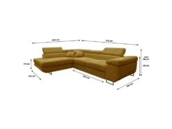 Canapé D'angle Convertible Gauche 4 Places Coffre Martin Velours Côtelé Jaune -Canapé Soldes Boutique canape 20941691