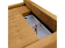 Canapé D'angle Convertible Gauche 4 Places Coffre Jonas Velours Côtelé Jaune -Canapé Soldes Boutique canape 20941711