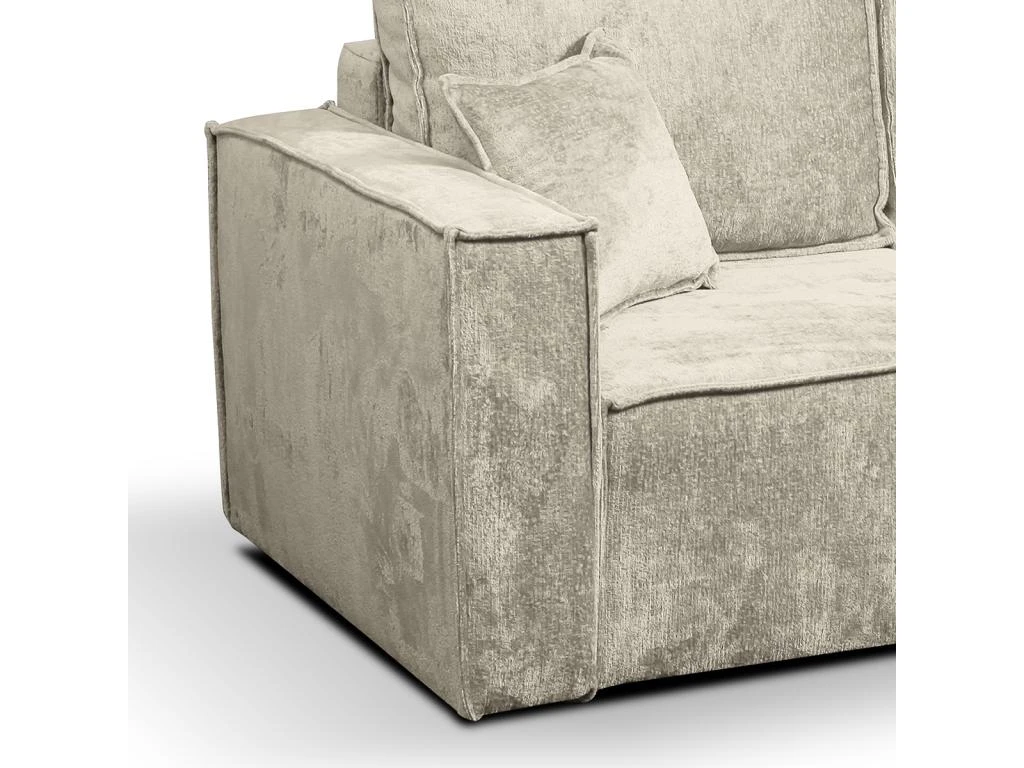 Canapé D'angle Réversible Convertible 3 Places Coffre Romain Velours Beige 3 Canapé D'angle Réversible Convertible 3 Places Coffre Romain Velours Beige – Image 3