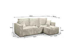 Canapé D'angle Réversible Convertible 3 Places Coffre Romain Velours Beige 8 Canapé D'angle Réversible Convertible 3 Places Coffre Romain Velours Beige -Canapé Soldes Boutique canape 20941721